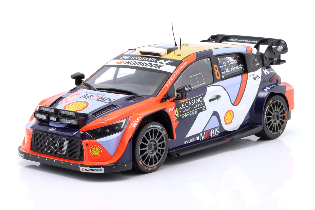 1/18 Ixo 2025 Hyundai i20 N Rally1 #8 5th rally Monte Carlo Hyundai Shell Mobis WRT Ott Tänak, Martin Järveoja Diecast Car Model