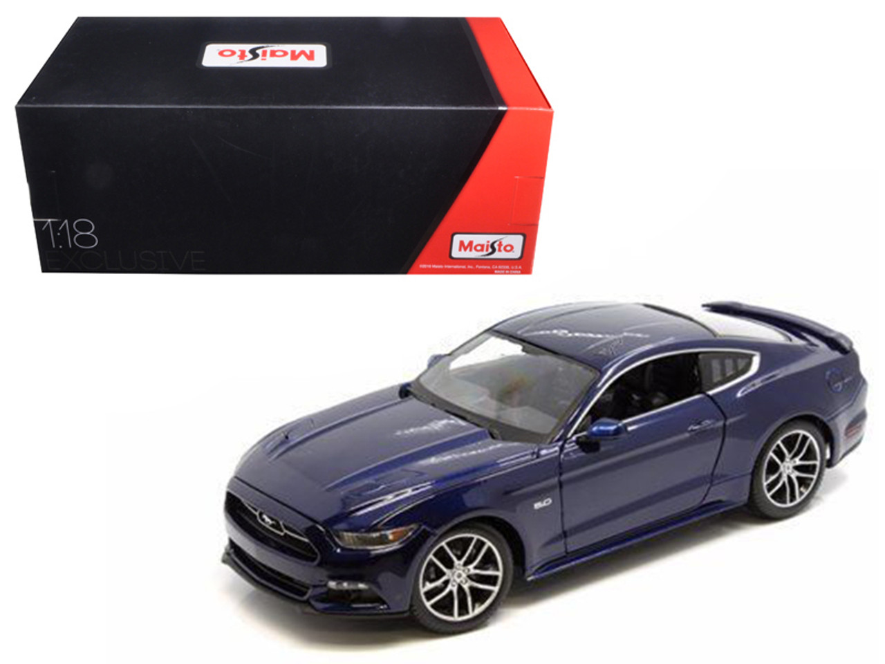 2015 Ford Mustang GT Dark Blue Exclusive Edition 1/18 Diecast Model Car by Maisto