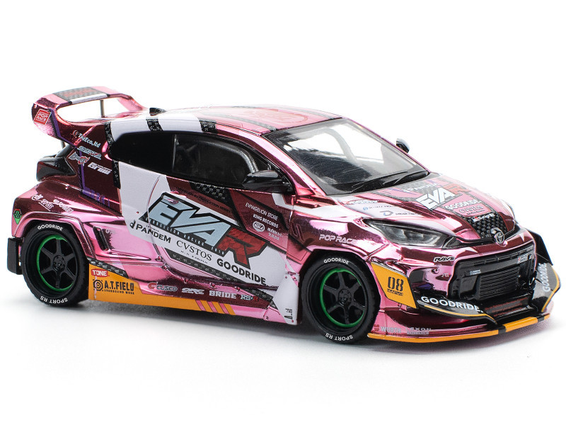 Toyota Goodride GR Yaris RHD (Right Hand Drive) "EVA RT Production Model-08" Pink Metallic with Graphics 1/64 Diecast Model Car by Pop Race