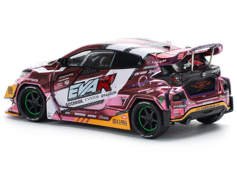 Toyota Goodride GR Yaris RHD (Right Hand Drive) "EVA RT Production Model-08" Pink Metallic with Graphics 1/64 Diecast Model Car by Pop Race