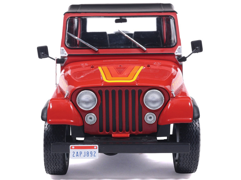 1983 Jeep Renegade Red with Stripes and Black Top 1/24 Diecast Model by IXO Models