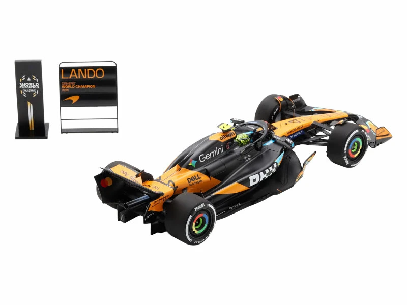 1/18 Spark 2025 Formula 1 Abu Dhabi GP 3rd Place Mclaren MCL39 #4 Lando Norris 2025 F1 World Champion Car Model with Pit Board