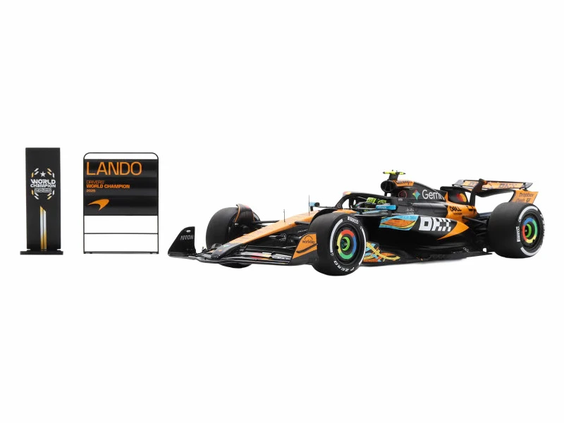 1/18 Spark 2025 Formula 1 Abu Dhabi GP 3rd Place Mclaren MCL39 #4 Lando Norris 2025 F1 World Champion Car Model with Pit Board