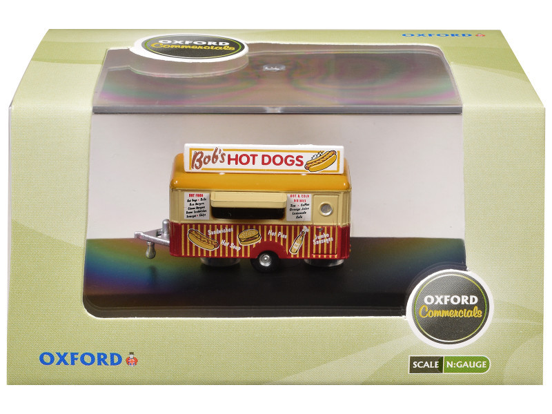 Mobile Trailer "Bob's Hot Dogs" Red and Yellow with Graphics 1/148 (N) Scale Diecast Model Car by Oxford Diecast