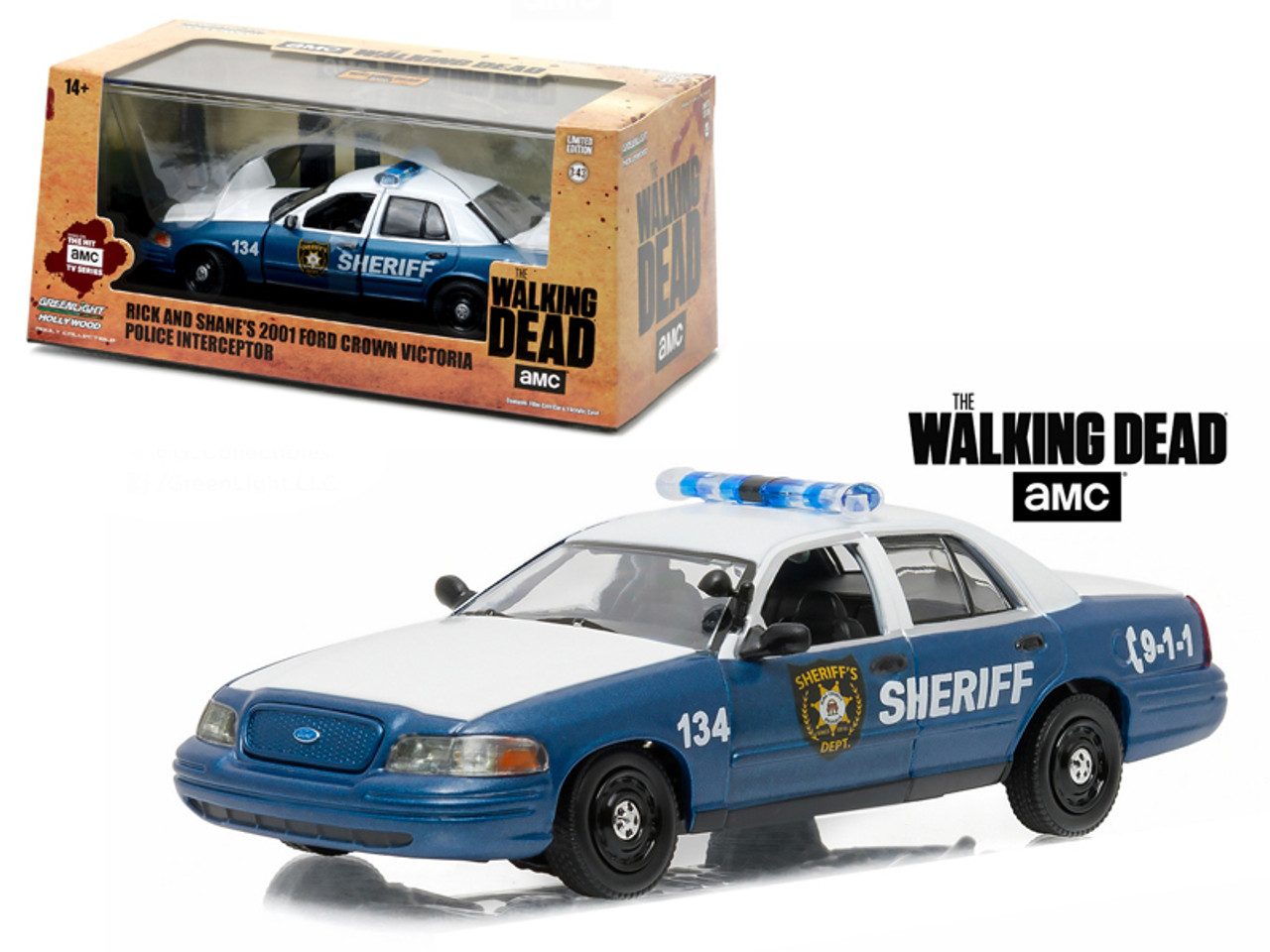 Rick and Shane's 2001 Ford Crown Victoria Police Interceptor "The Walking Dead" (2010-Current) TV Series 1/43 Diecast Model Car by Greenlight