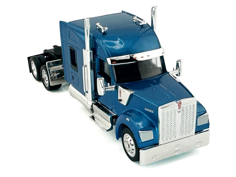 Kenworth W990 with Stand Up Sleeper Cab Blue Metallic 1/87 (HO) Plastic Model Car by HO Logistics