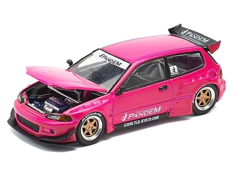 1/64 Poprace Honda Pandem Civic EG6 (Pink) Diecast Car Model