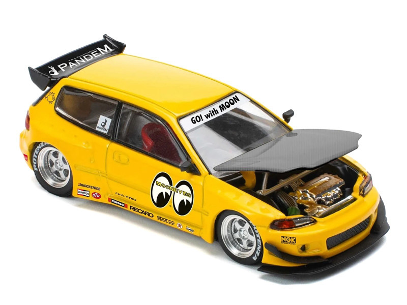 1/64 Poprace Honda Pandem Civic EG6 V1.5 MOONEYES Diecast Car
