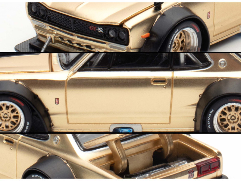 Skyline GT-R V8 Drift "Hakosuka" RHD (Right Hand Drive) Gold Metallic 1/64 Diecast Model Car by Pop Race