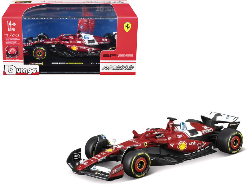 1/43 BBurago 2025 Formula 1 Charles Leclerc Ferrari SF-25 #16 Car Model