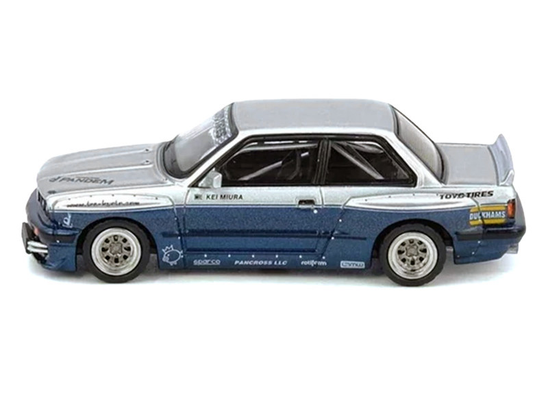 1/64 Inno BMW Pandem E30 M3 (Silver & Blue) Diecast Car Model