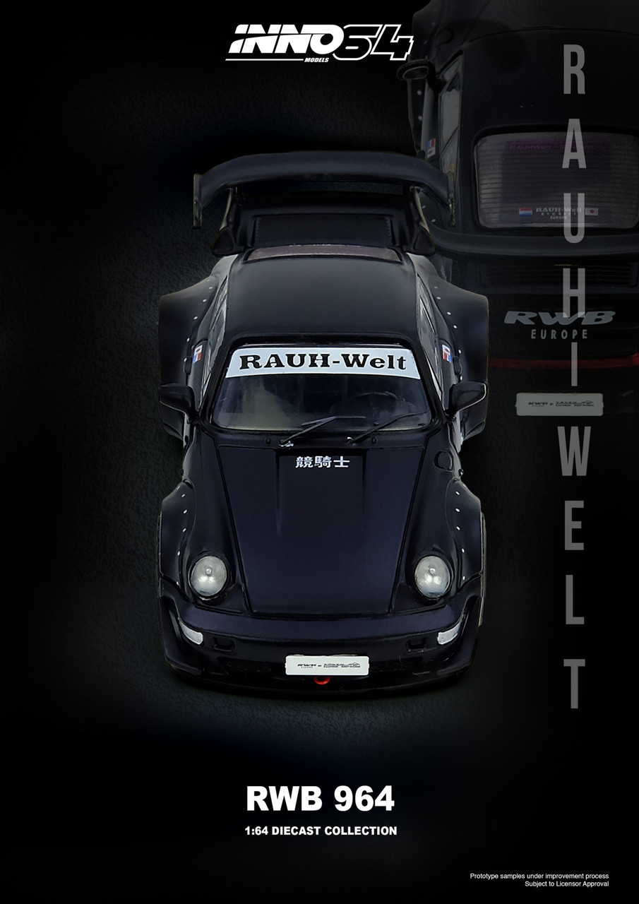 1/64 Inno Porsche 911 RWB 964 (Matte Black) Diecast Car Model