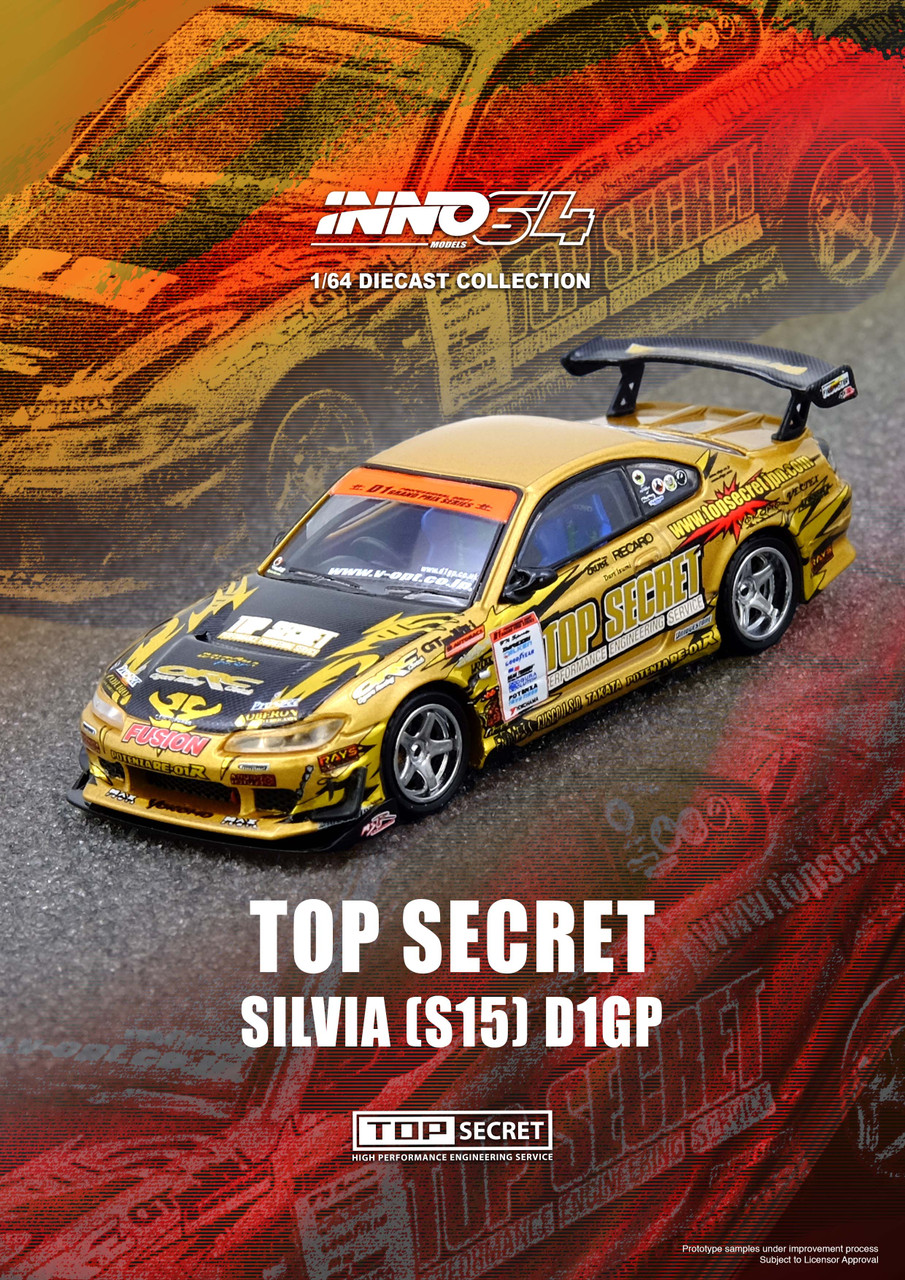 1/64 Inno Nissan Top Secret Silvia (S15) (Gold) Diecast Car Model