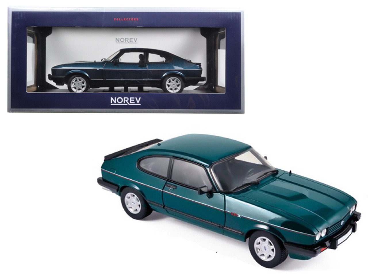 1986 Ford Capri 280 "Brooklands" Dark Green Metallic Limited Edition to 1,038 pieces Worldwide 1/18 Diecast Model Car by Norev