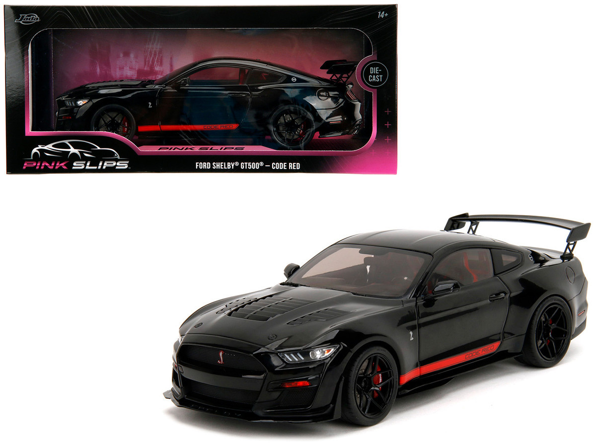 1/18 Jada Ford Mustang Shelby GT500 "Code Red" Black with Red Stripes "Pink Slips" Series Diecast Car Model