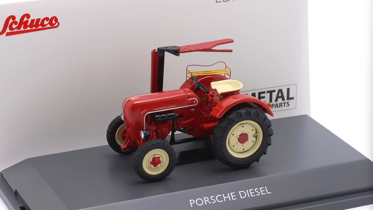 1/43 Schuco Porsche Junior Trac with Mower (Red) Car Model
