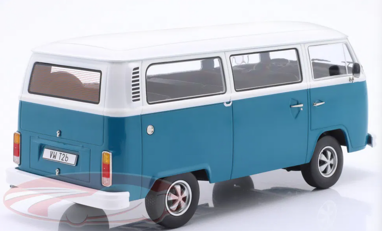 1/18 KK-Scale 1972 Volkswagen VW T2b Bus with Fuchs Wheels (Blue & White) Diecast Car Model