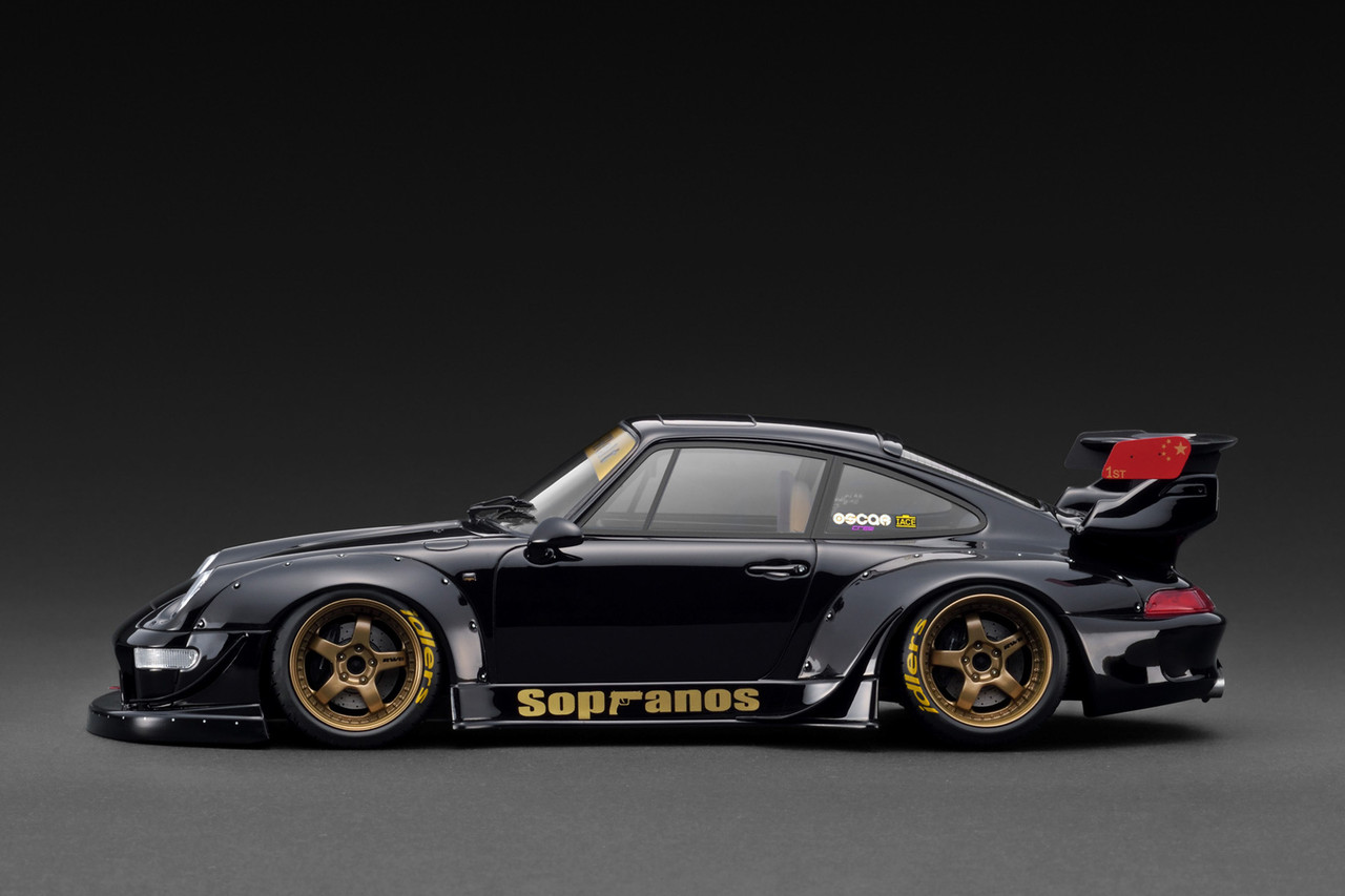 1/18 IG Ignition Model Porsche 911 RWB 993 (Black with Gold Wheels) Car Model