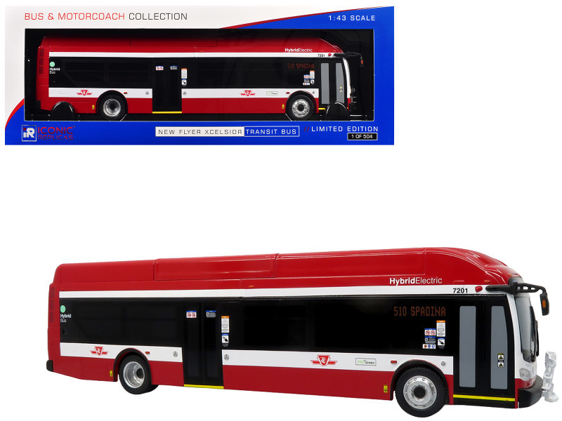 New Flyer Xcelsior Transit Bus "TTC – Toronto Transit Commission" Red and White "The Bus & Motorcoach Collection" Limited Edition to 504 Pieces Worldwide 1/43 Model by Iconic Replicas
