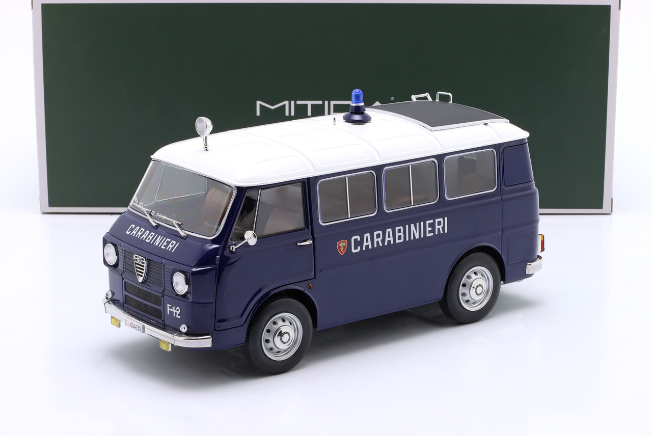 1/18 Mitica 1969 Alfa Romeo F-12 Minibus Carabinieri (Blue) Diecast Car Model