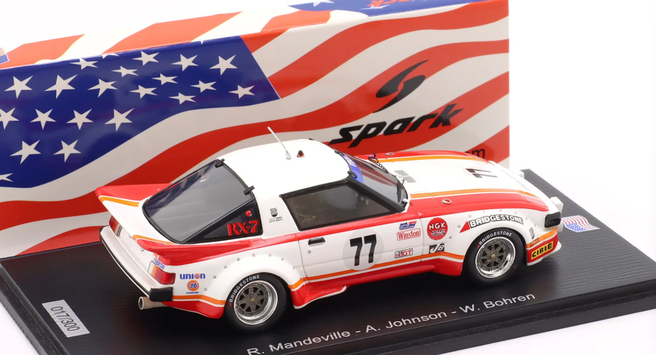 1/43 Spark Mazda RX-7 No.77 6th Daytona 24H 1979 R. Mandeville - A. Johnson - W. Bohren Car Model