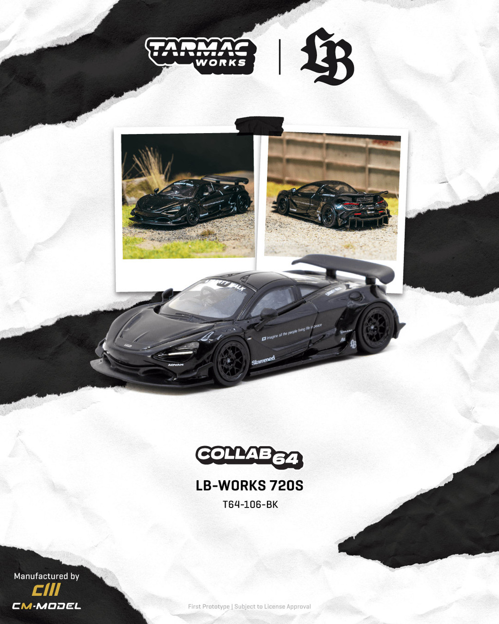 【magi】 1/64 Tarmac Works McLaren 720S LB-WORKS (Black) Diecast Car Model