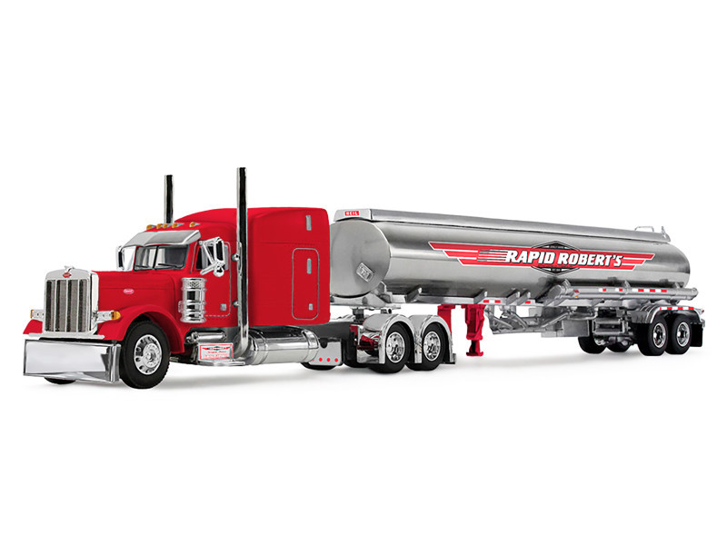 1/64 First Gear Peterbilt Model 379 with 63” Mid-Roof Sleeper & Heil Fuel Tank Trailer (Rapid Roberts) Diecast Car Model