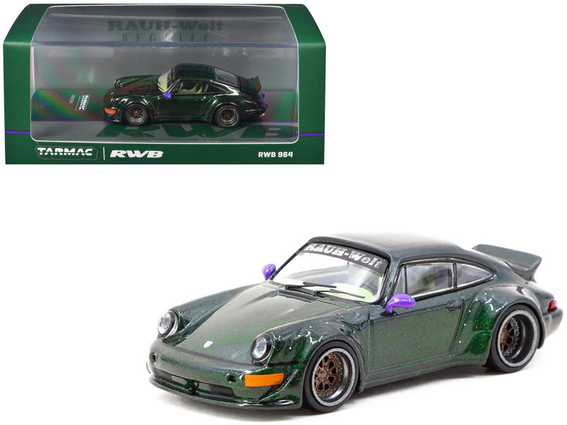 RWB 964 Green Metallic with Light Green Interior "Hobby64" Series 1/64 Diecast Model by Tarmac Works