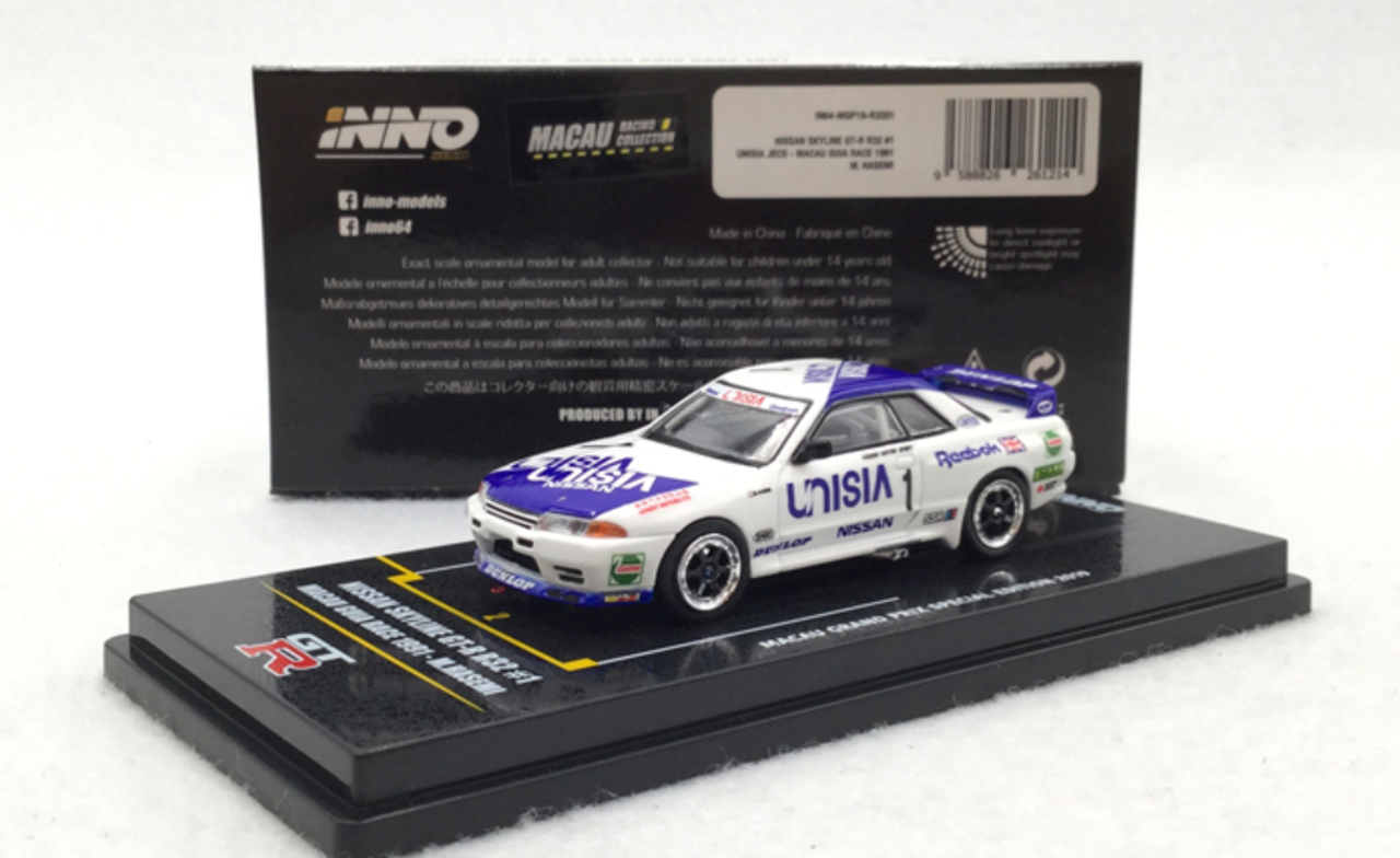 1/64 INNO64 Nissan Skyline GT-R GTR R32 #1 UNISIA JECS Australia GP 1990 Diecast Car Model