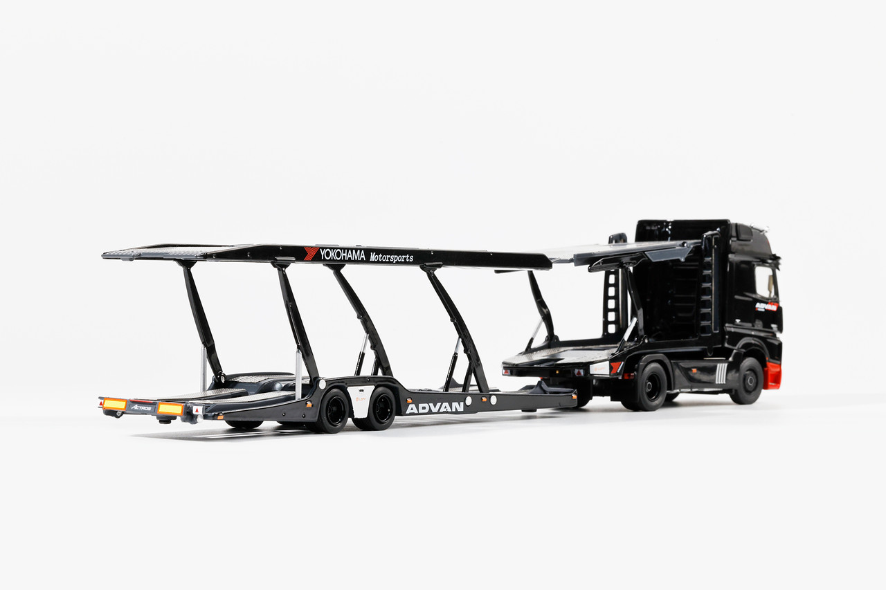 GCD メルセデス ベンツ アクトロス キャリアカー トレーラー 黒 1/64 GCD Mercedes-Benz AMG Actros Auto Transporter (Black Advan