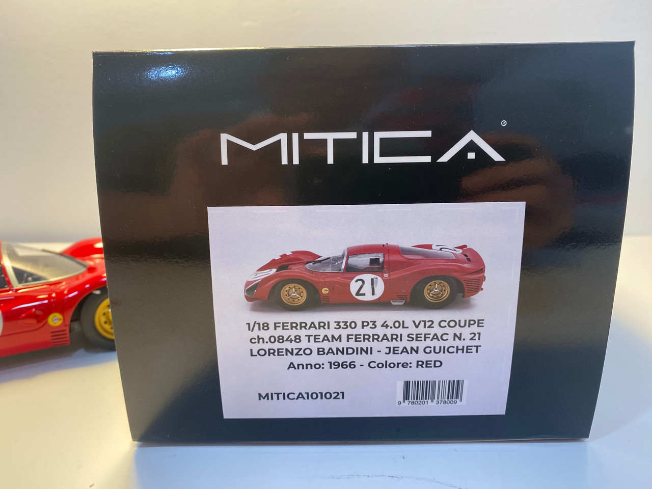 DAMAGED AS-IS 1/18 Mitica 1966 Ferrari 330 P3 Berlinetta #21 24h LeMans SpA Ferrari SEFAC Jean Guichet, Lorenzo Bandini Car Model