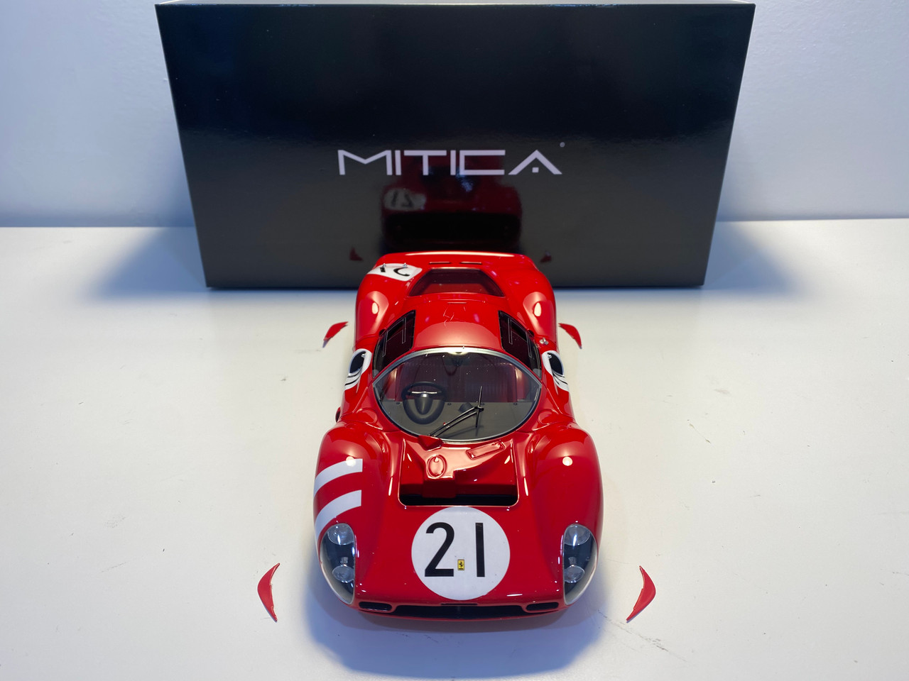 DAMAGED AS-IS 1/18 Mitica 1966 Ferrari 330 P3 Berlinetta #21 24h LeMans SpA Ferrari SEFAC Jean Guichet, Lorenzo Bandini Car Model