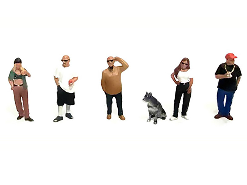 "Curbside Crowd" 6 piece Diecast Figure Set (6 Figures) Limited Edition for 1/64 Scale Models by American Diorama