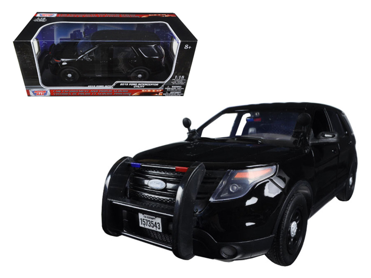 2015 Ford Police Interceptor Utility Special Service Black 1/18 Diecast Model Car by Motormax