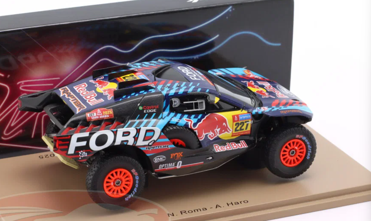 1/43 Spark Ford Raptor T1+ No.227 Ford M-Sport Dakar Rally 2025 N. Roma – A. Haro Car Model