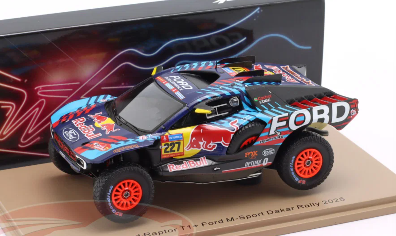 1/43 Spark Ford Raptor T1+ No.227 Ford M-Sport Dakar Rally 2025 N. Roma – A. Haro Car Model