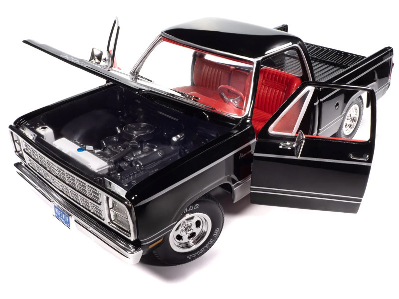 1979 Dodge Adventurer Sweptline Pickup Truck Black with Red Interior "American Muscle" Series 1/18 Diecast Model Car by Auto World