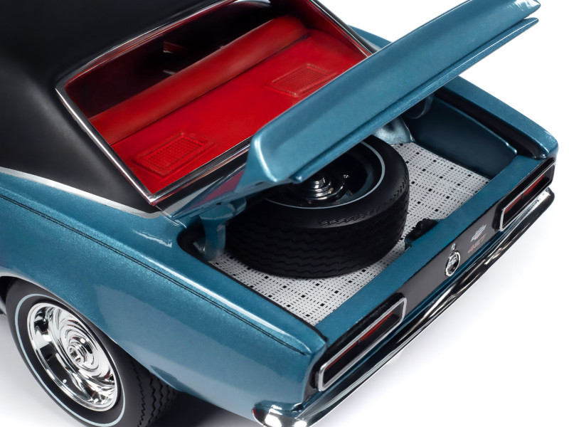 1967 Chevrolet Yenko Camaro YS760 Nantucket Blue Metallic with Black Stripes, Black Vinyl Top, and Red Interior "Muscle Car & Corvette Nationals" (MCACN) "American Muscle" Series 1/18 Diecast Model Car by Auto World