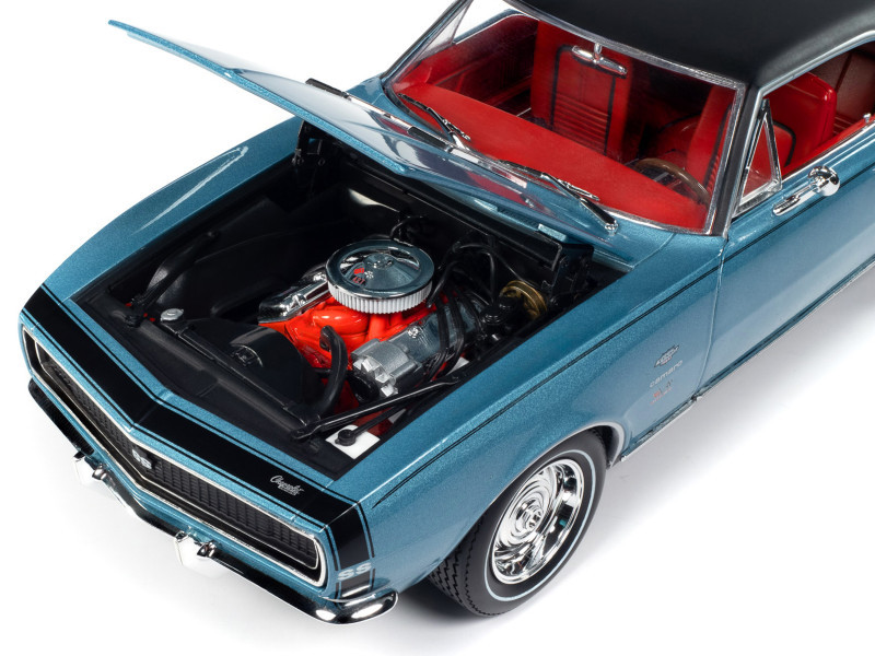 1967 Chevrolet Yenko Camaro YS760 Nantucket Blue Metallic with Black Stripes, Black Vinyl Top, and Red Interior "Muscle Car & Corvette Nationals" (MCACN) "American Muscle" Series 1/18 Diecast Model Car by Auto World