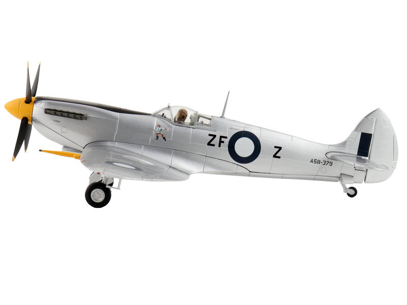 Supermarine Spitfire Mk VIII Fighter Aircraft "A53-379 Flight Lieutenant David Glaser No. 549 Squadron Strauss Airstrip" (1944) Royal Australian Air Force "Air Power Series" 1/48 Diecast Model by Hobby Master