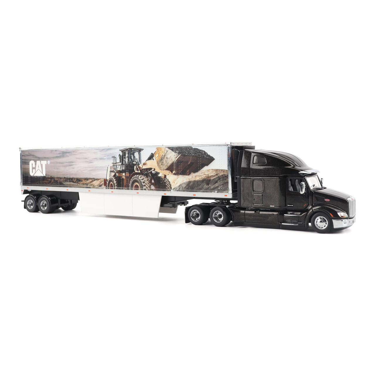 1/50 Diecast Masters Peterbilt 579 Ultra Loft Tractor with Cat Mural Trailer Diecast Model