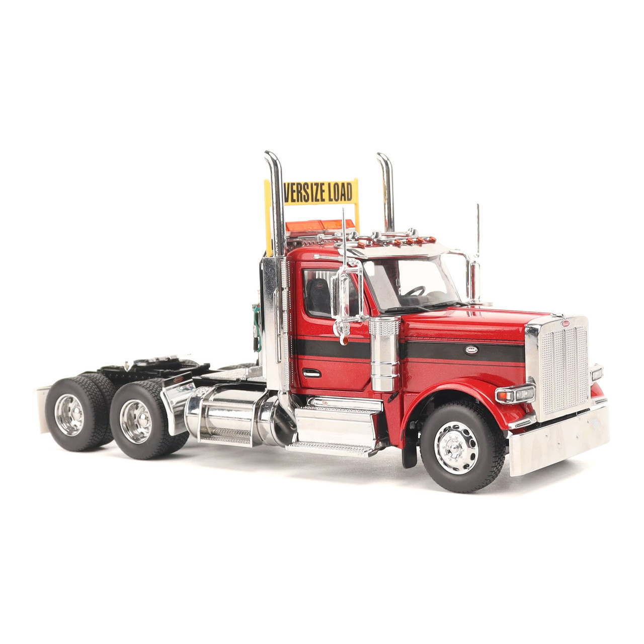 1/32 Diecast Masters Peterbilt Model 589 131-inches-BBC Day-Cab Tandem-Axle Truck Tractor (Legendary-Red color) Diecast Model