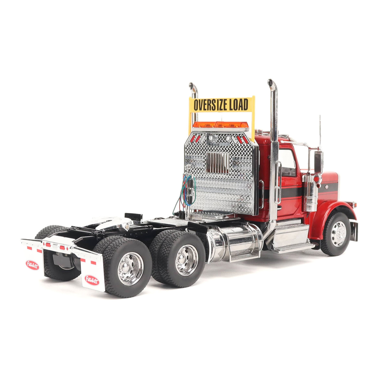 1/32 Diecast Masters Peterbilt Model 589 131-inches-BBC Day-Cab Tandem-Axle Truck Tractor (Legendary-Red color) Diecast Model