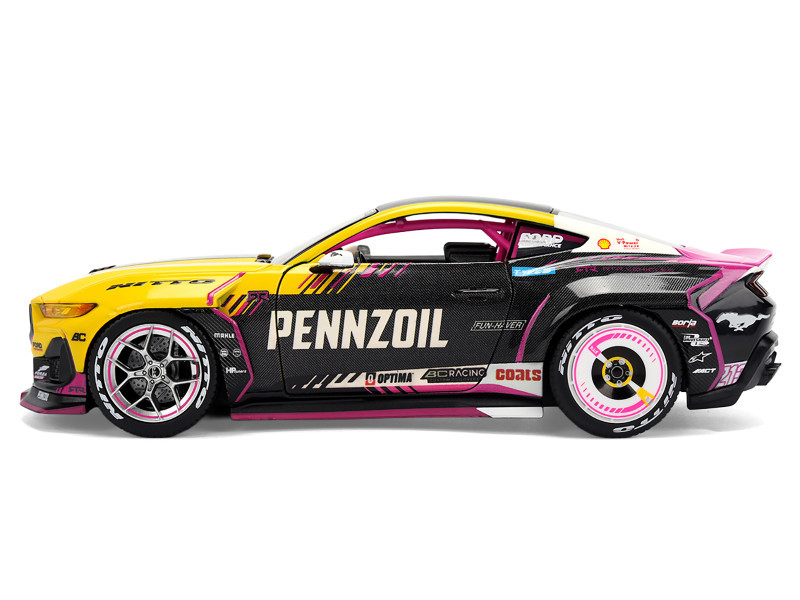 Ford Mustang RTR #213 Ben Hobson "Pennzoil" "Formula Drift PRO Championship" (2025) with Lights "RTR Vehicles" Series 1/24 Diecast Model Car by Jada