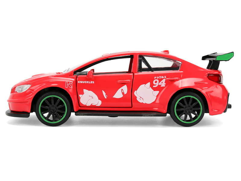 2016 Subaru WRX STI Red with "Knuckles" Graphics "Sonic the Hedgehog" (1991) Video Game "Hollywood Rides" Series 1/32 Diecast Model Car by Jada