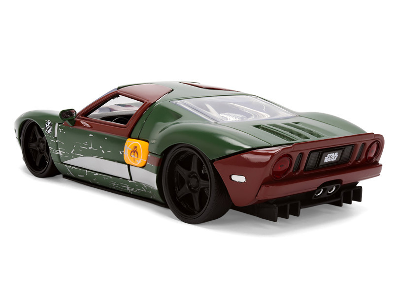 2005 Ford GT Green (Weathered) with Graphics and Boba Fett Figure "Star Wars" Franchise "Hollywood Rides" Series 1/24 Diecast Model Car by Jada