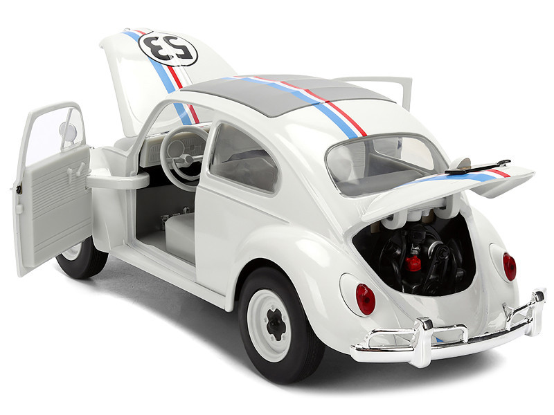 Volkswagen Beetle #53 "Herbie" White with Stripes "The Love Bug" (1968) Movie with Extra Wheels 1/24 Diecast Model Car by Jada