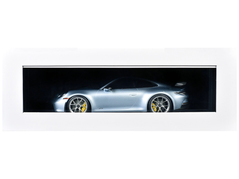2022 Porsche 911 (992) GT3 Azzuro Thetys Metallic with Black Top with Acrylic Display Case 1/18 Model Car by Schuco