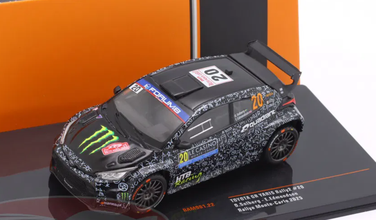 1/43 Ixo 2025 Toyota GR Yaris Rally2 #20 Rallye Monte Carlo Toyota Gazoo Racing Team Petter Solberg, Elliott Edmondson Car Model