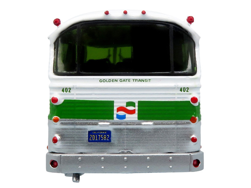 1964 MCI MC-5A Coach Bus "Golden Gate Transit" White with Green Stripes "Vintage Bus & Motorcoach Collection" Limited Edition to 504 pieces Worldwide 1/87 (HO) Diecast Model by Iconic Replicas